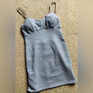 Silver Dress, Spaghetti Strap -Size L